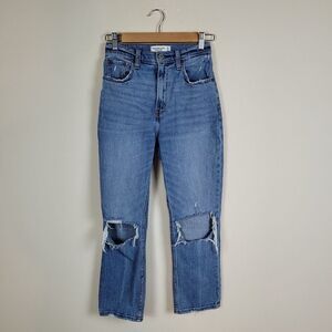 Abercrombie & Fitch Jeans 25 0S Blue Ankle Straight Ultra High Rise Distressed